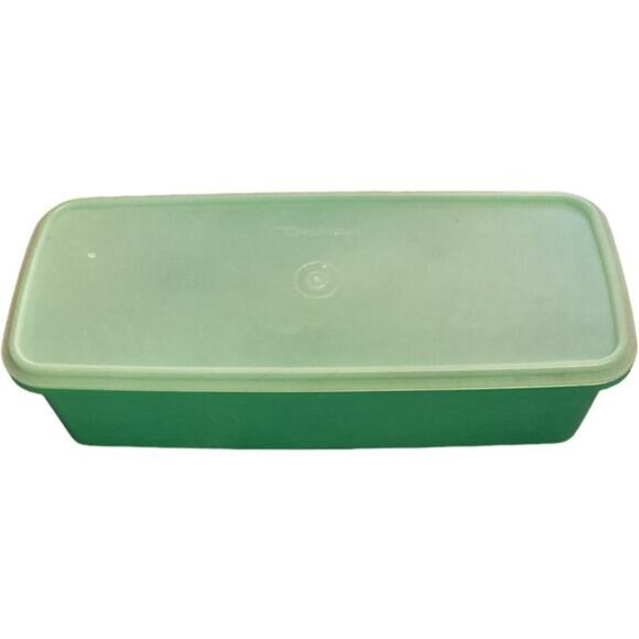 Tupperware #782-2 Jadeite Green Celery Bread Veggie Keeper Box & Lid #784-1 - Picture 1 of 5